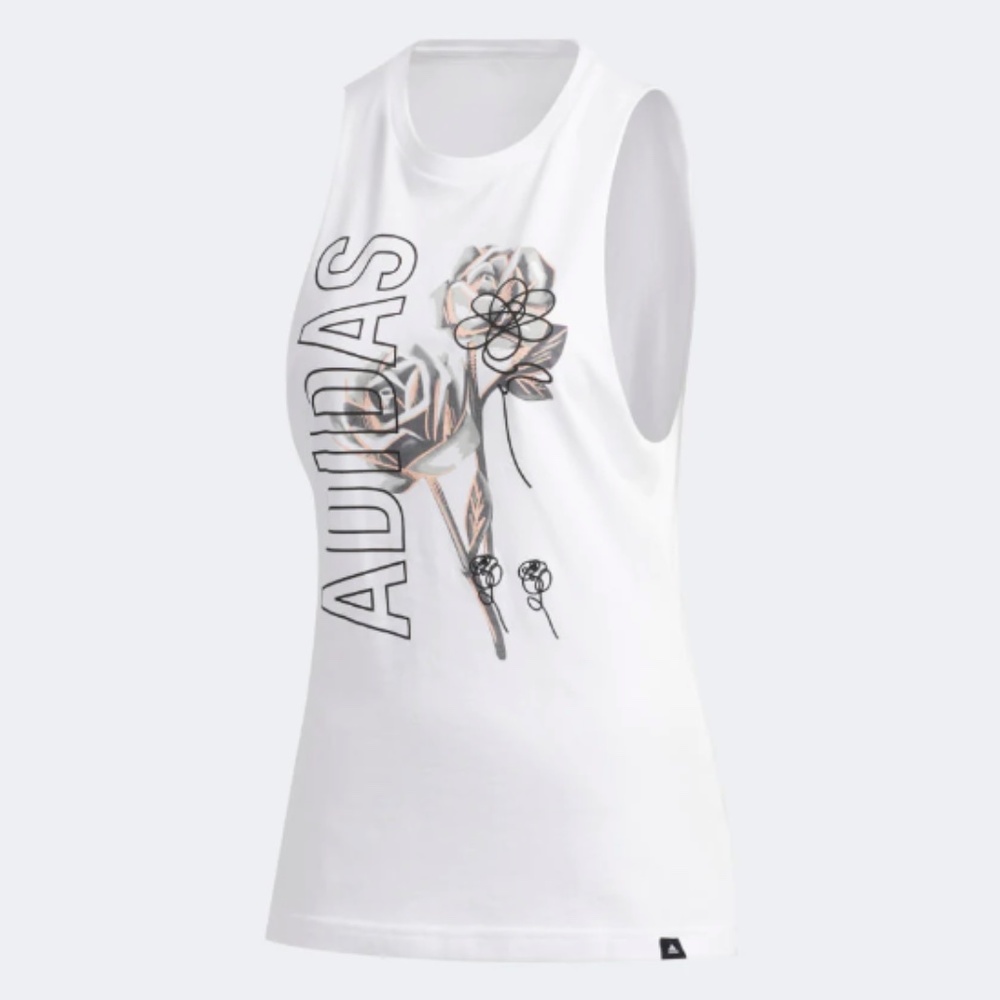 adidas Tank Top Women White  Floral Sportswear Various Sizes New With Tags